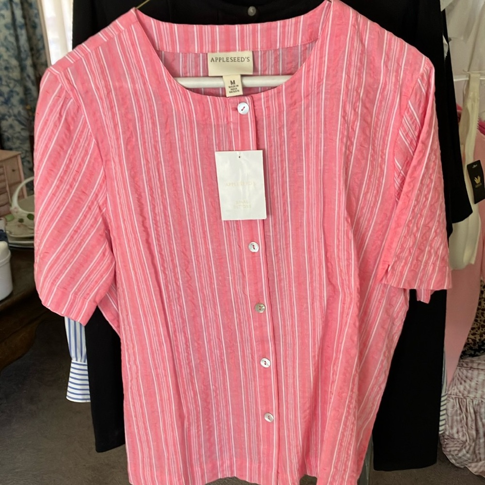Appleseed's Pink Striped Women's Top